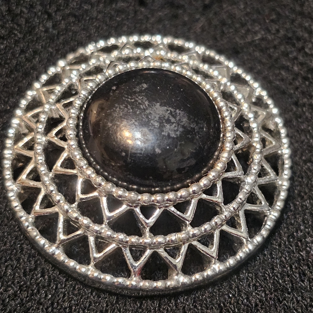 Sarah Coventry Silver and Black Women's Brooch